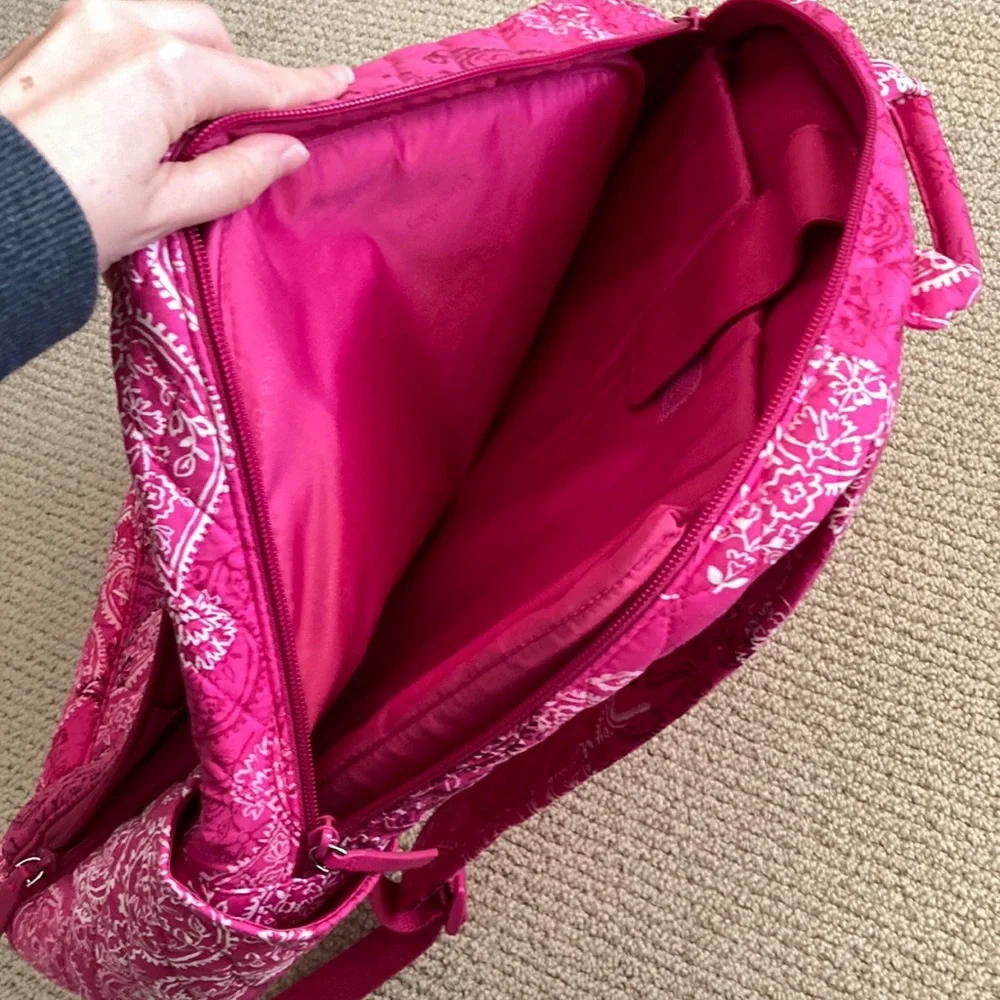 NEW Vera Bradley Pink Laptop Backpack Stamped Paisley Campus Bag Quilted NWT